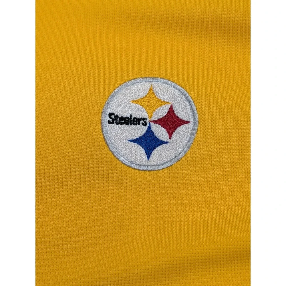 Reebok Pittsburgh Steelers NFL PlayDry Polo Shirt Mens‎ Large Gold White